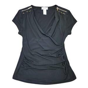 Carmen Marc Valvo Draped Wrap Blouse